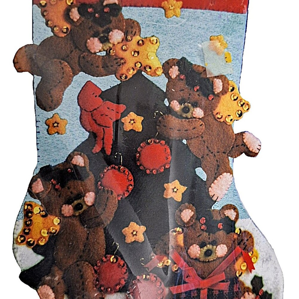 Angel Bears 16” Personalized Felt Stocking Kit Design Works Crafts USA 5011 NEW